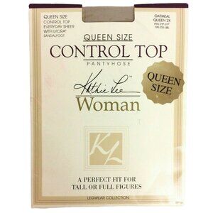 Kathie Lee Woman Queen Size 2X Oatmeal Control Top Sandalfoot Pantyhose Sheer